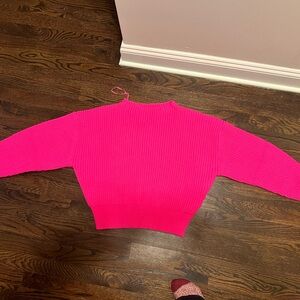 Zara Hot Pink Crew Neck Sweater